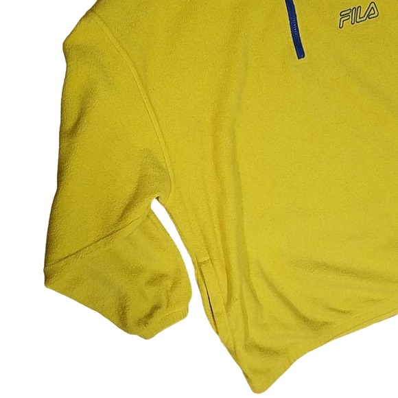 VTG Fila 1/4' Zip fleece Pullover Sweatshirt Neon Yellow - Men's XL - Picture 4 of 7